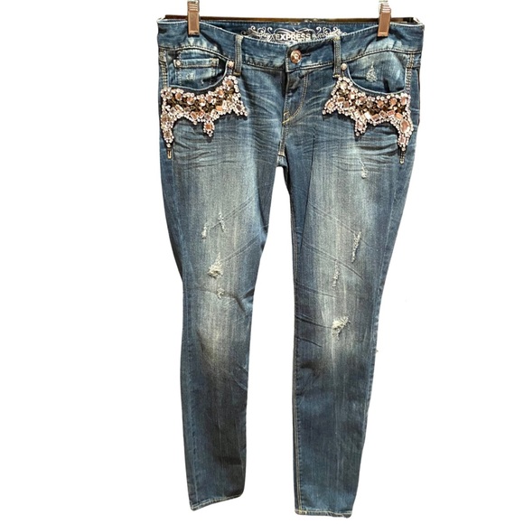 Express Embellished Zelda Low Rise Ultra Skinny Jeans | 4 - Picture 1 of 12